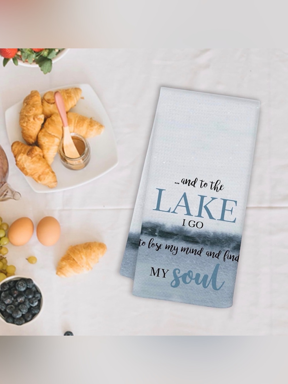 ✴️New✴️Lake-Inspired Blue Kitchen Towel